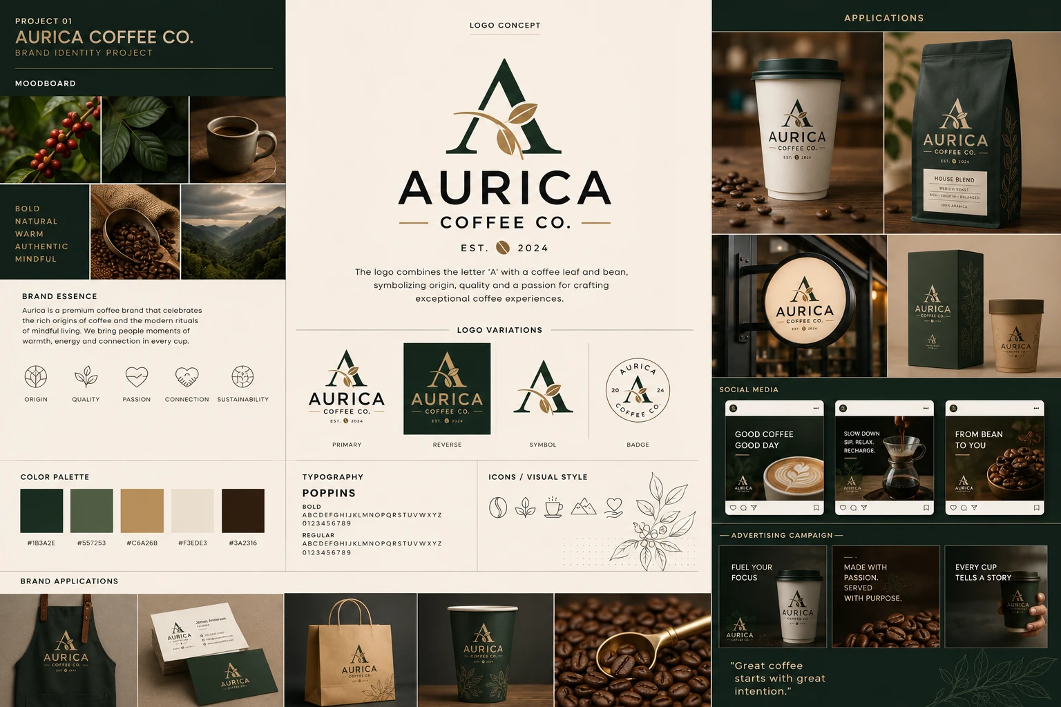 Aurica Coffee Co. — Brand Identity · Concept