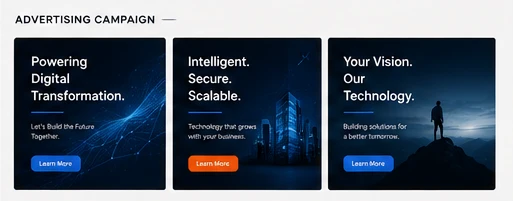 Nexora — three advertising campaign frames