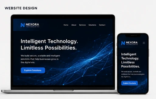 Nexora — the website design shown on a laptop and a phone